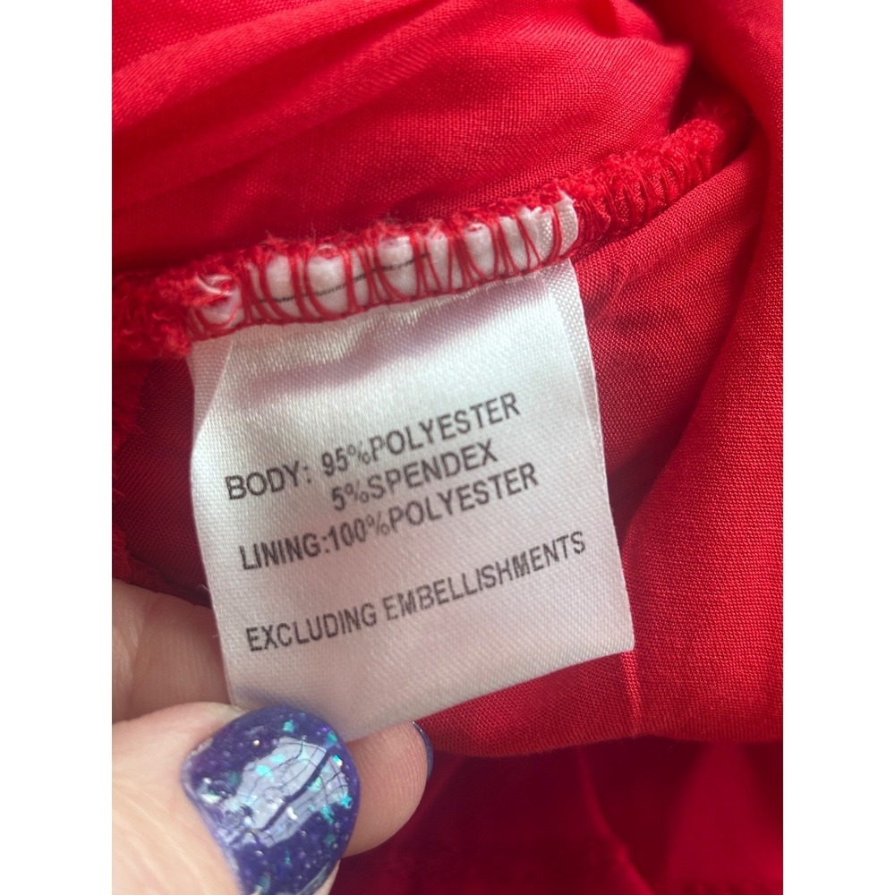 Hello Molly Red One Shoulder Ruched Puff Sleeve Mini‎ Dress US 8 nwt - Picture 12 of 16